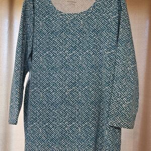 Studio Works Teal and White Long Sleeve Top